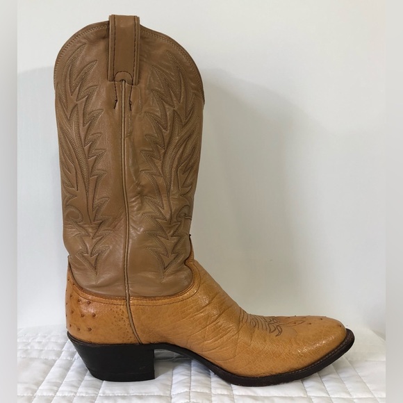 Vintage Justin 8737 Ostrich Quill Leather Boots. Sz 10E - Picture 5 of 15